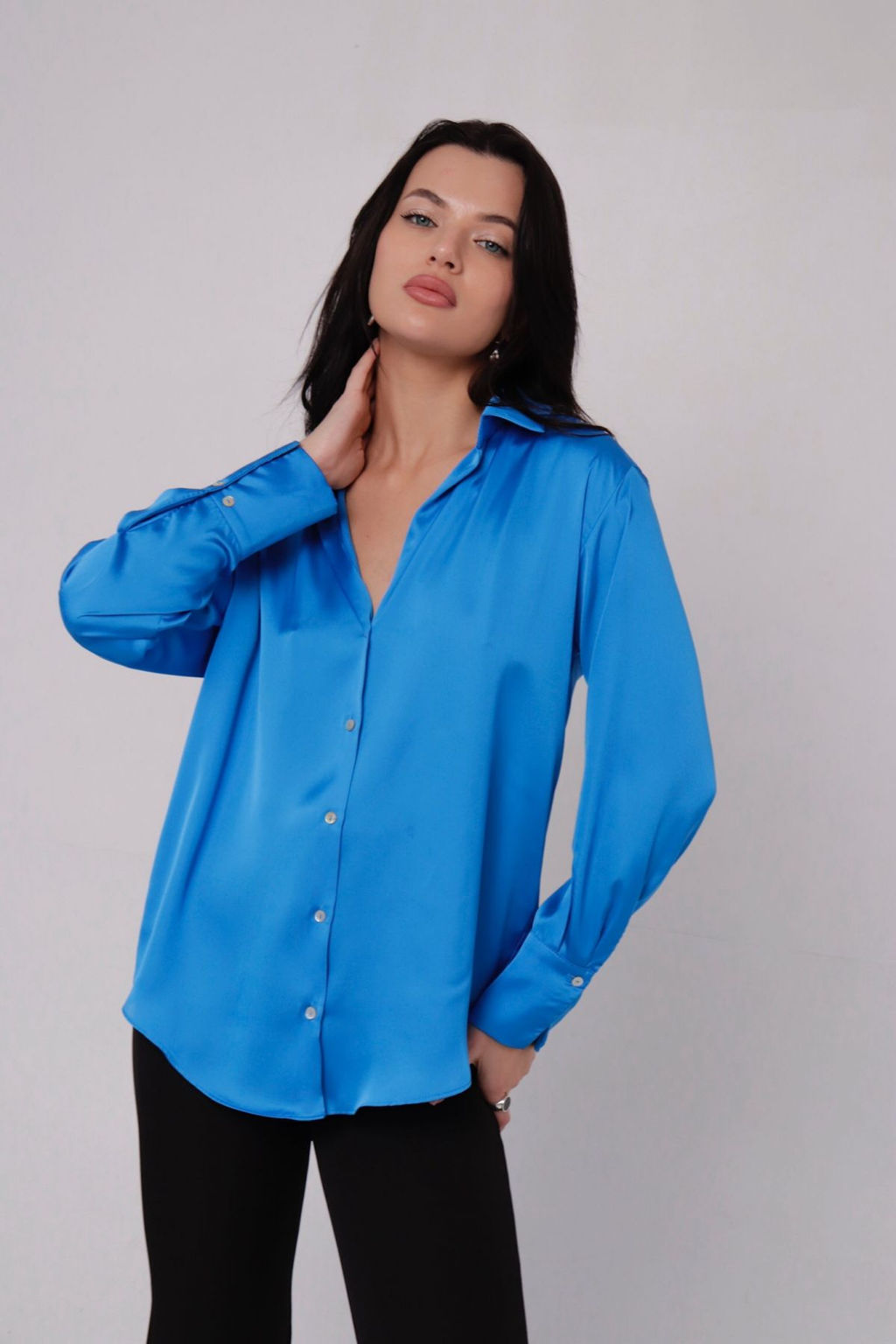 Рубашка шёлковая голубая - Martichelli фото 6