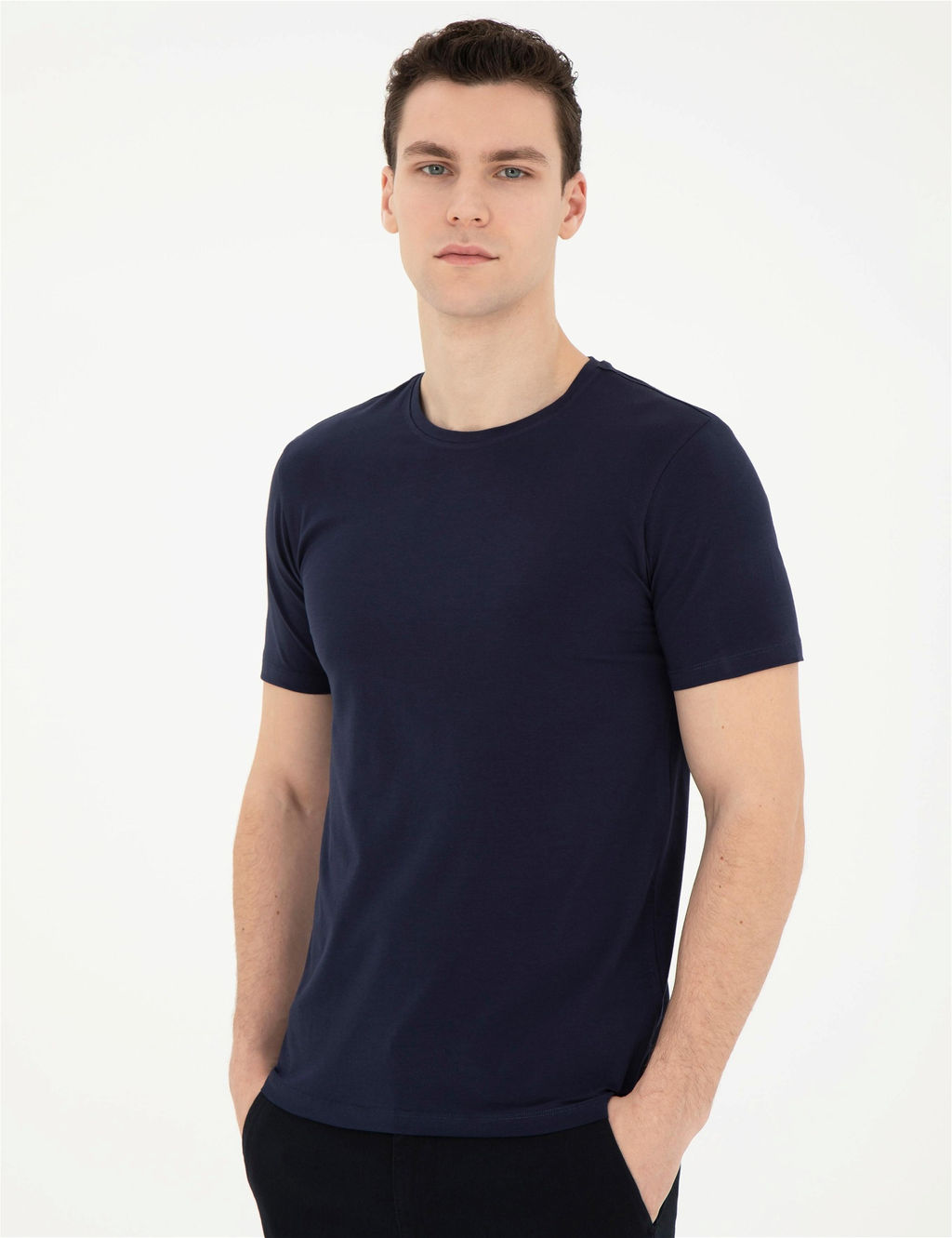 Lacivert Slim Fit Basic Ti__rt - Pierre cardin фото 3