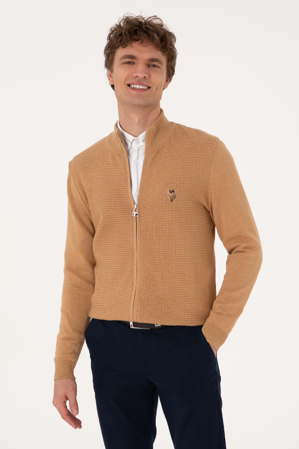 Erkek Camel Melanj Basic Triko H_rka Sepette S_rpriz _ndirim
