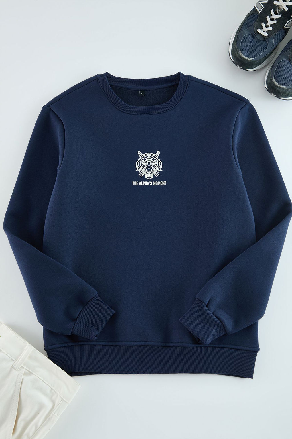 TRENDYOL MAN Lacivert Oversize/Genis Kesim Hayvan Bask?l? Pamuklu Sweatshirt TMNAW25SW00129 - Trendyolmilla фото 6