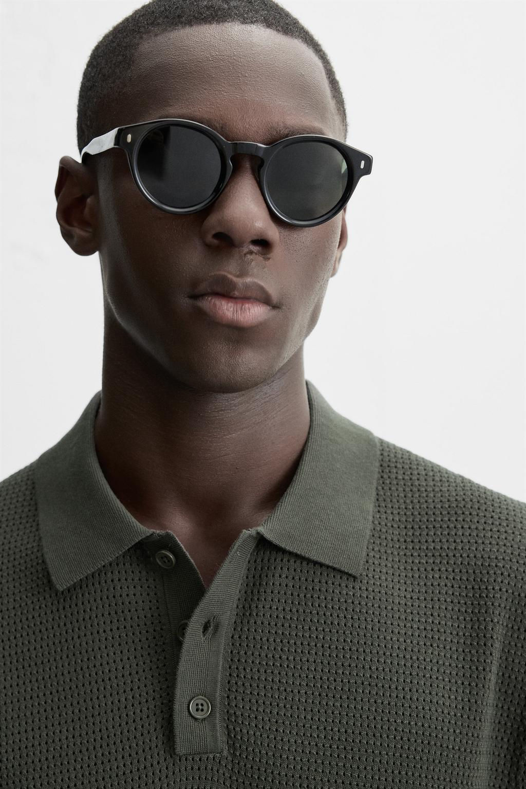 PERFORATED TEXTURED KNIT POLO SHIRT - Zara фото 5