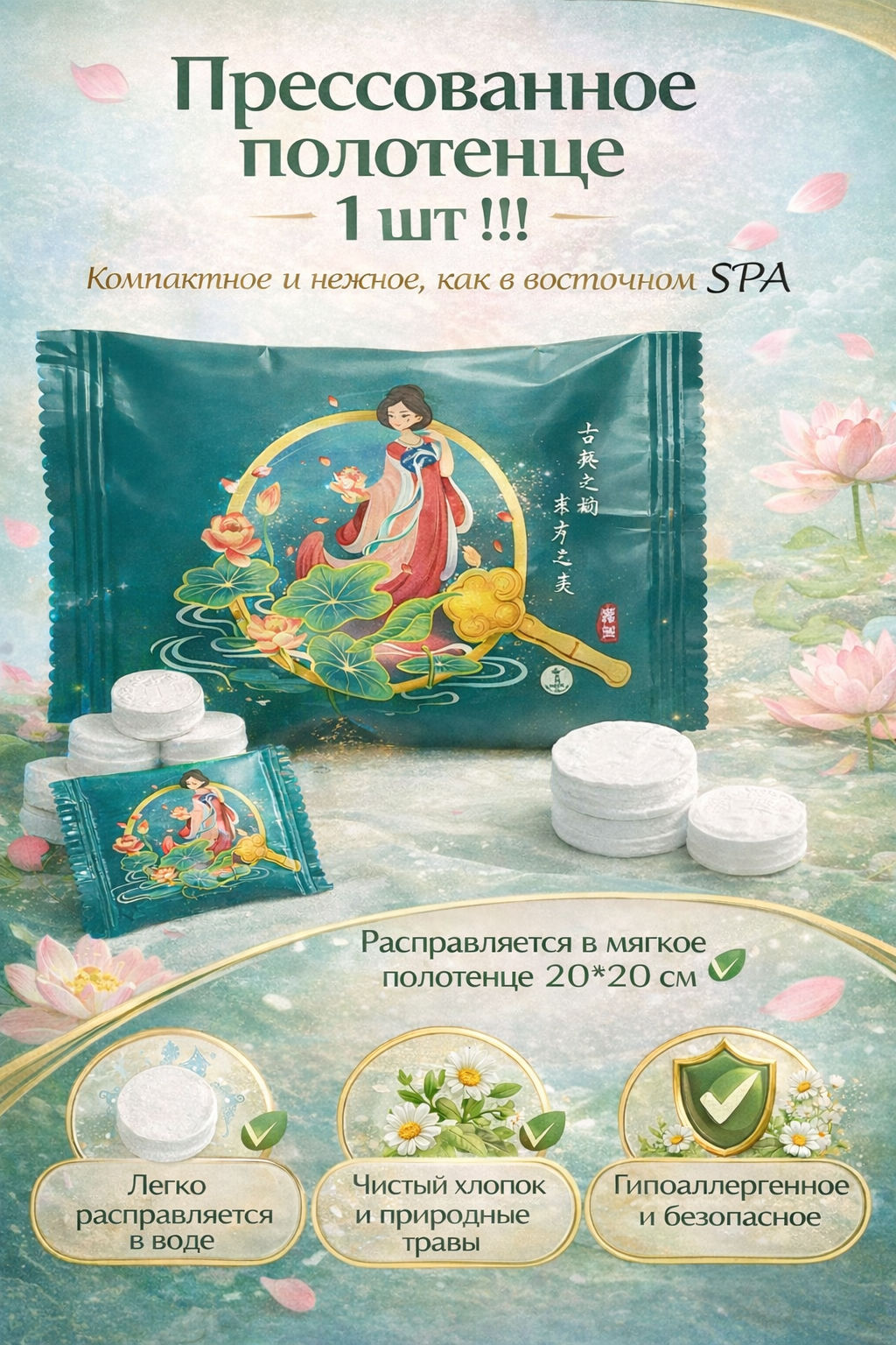 1шт !!! Прессованное полотенце - Bioaqua фото 9