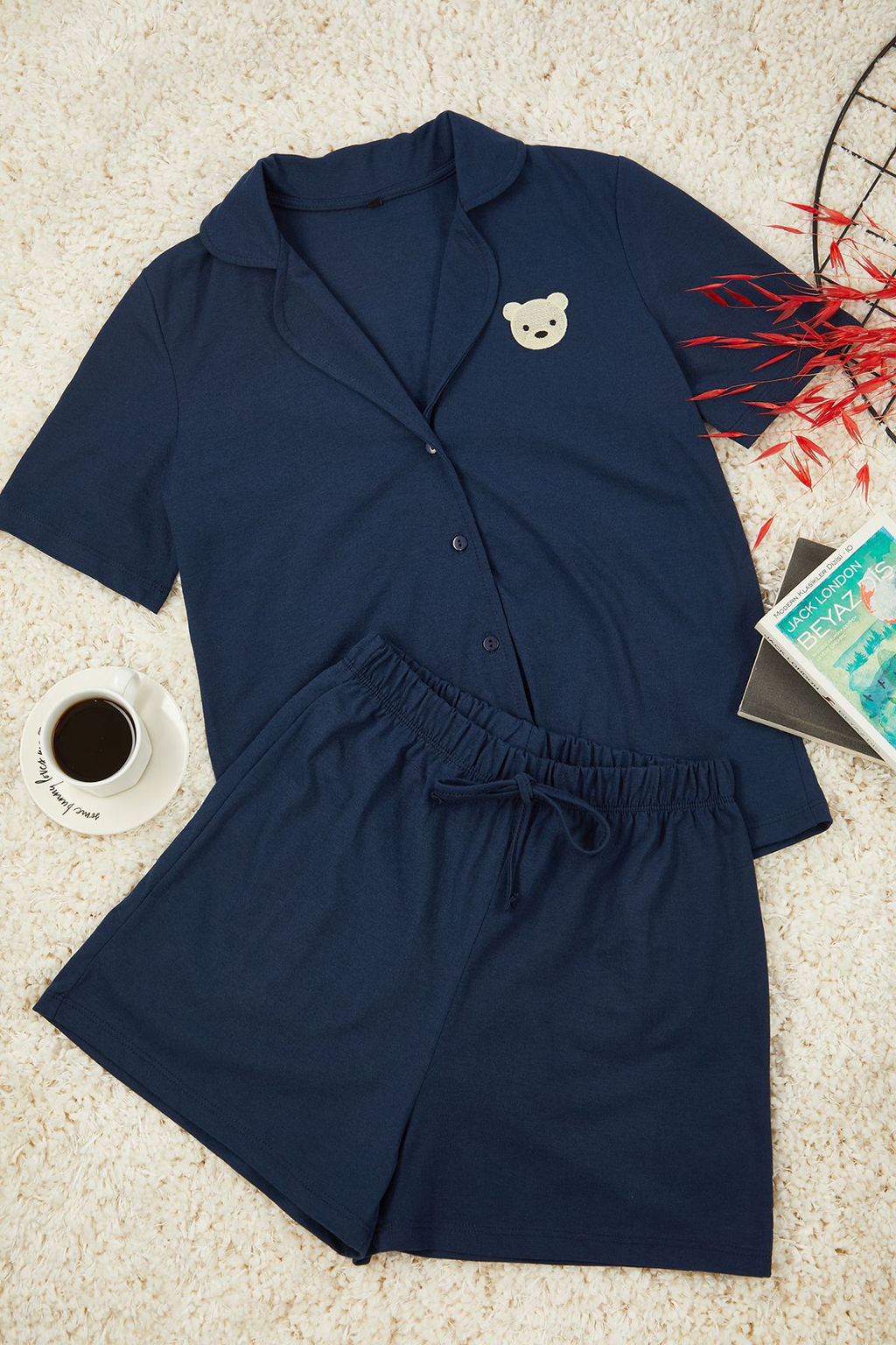 Trendyolmilla Tarc?n Ay?c?kl? Sortlu Orme Pijama Tak?m? THMSS23PT00012  фото 38