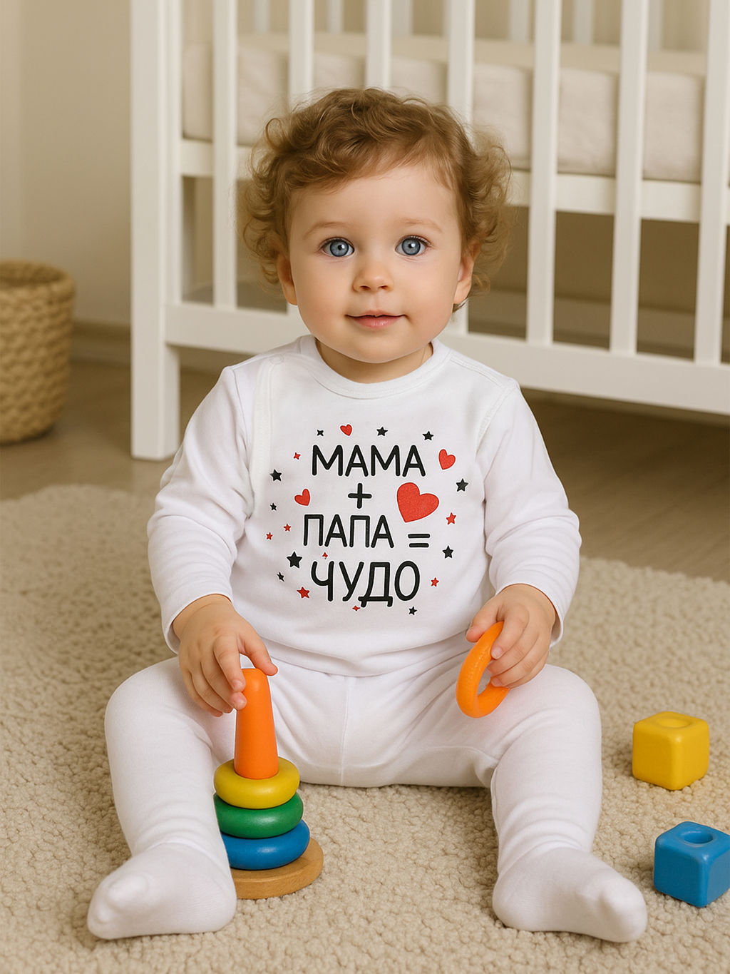 Распашонка ясельная белая Папа+Мама=Чудо 018п (68, 44)