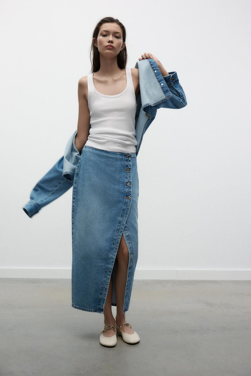Z1975 DENIM CROSSOVER MIDI SKIRT - Zara фото 2