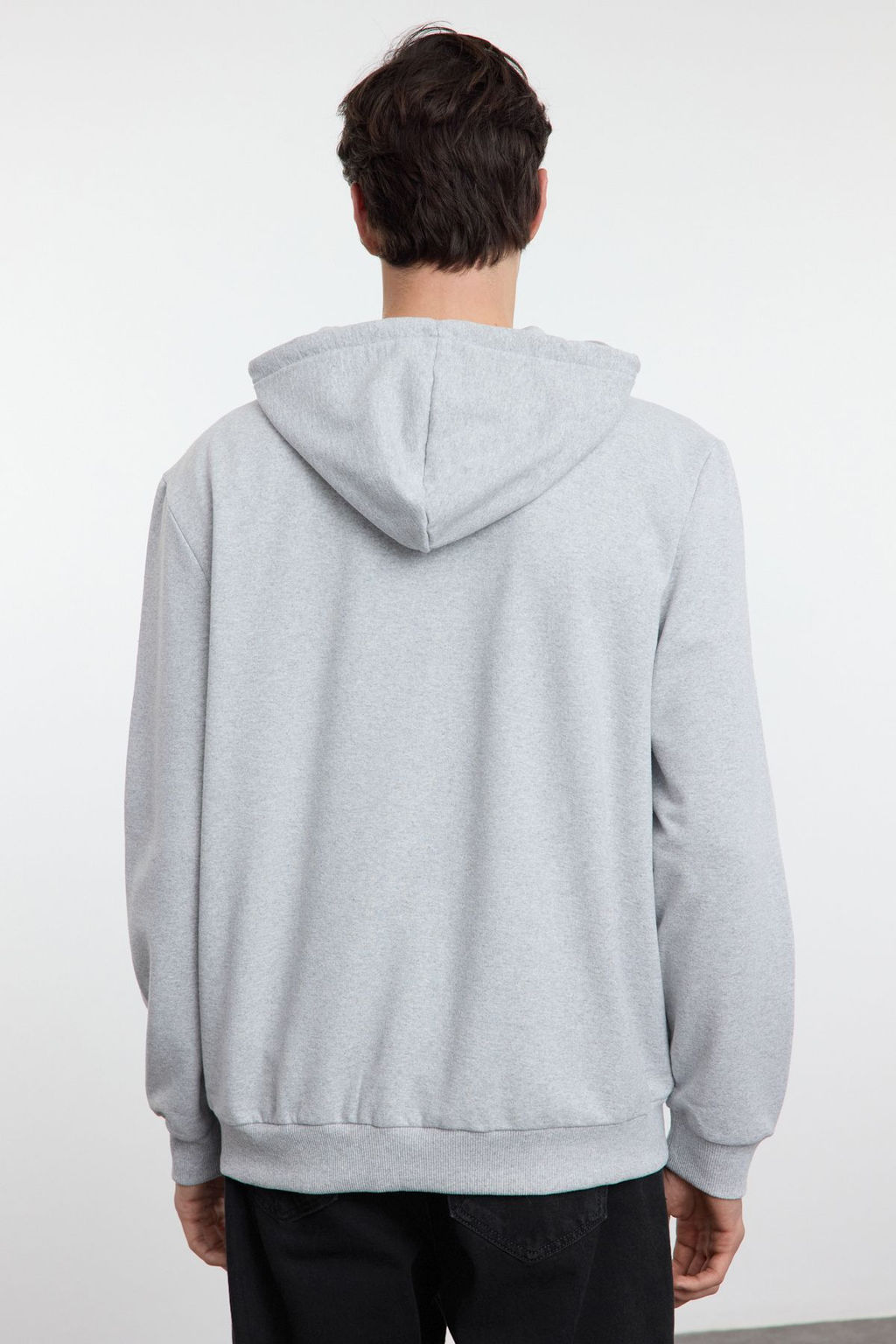 Gri Melanj Regular/Normal Kesim Fermuarl? Kapusonlu Basic Sweatshirt TMNAW25SW00114 - Trendyolmilla фото 5