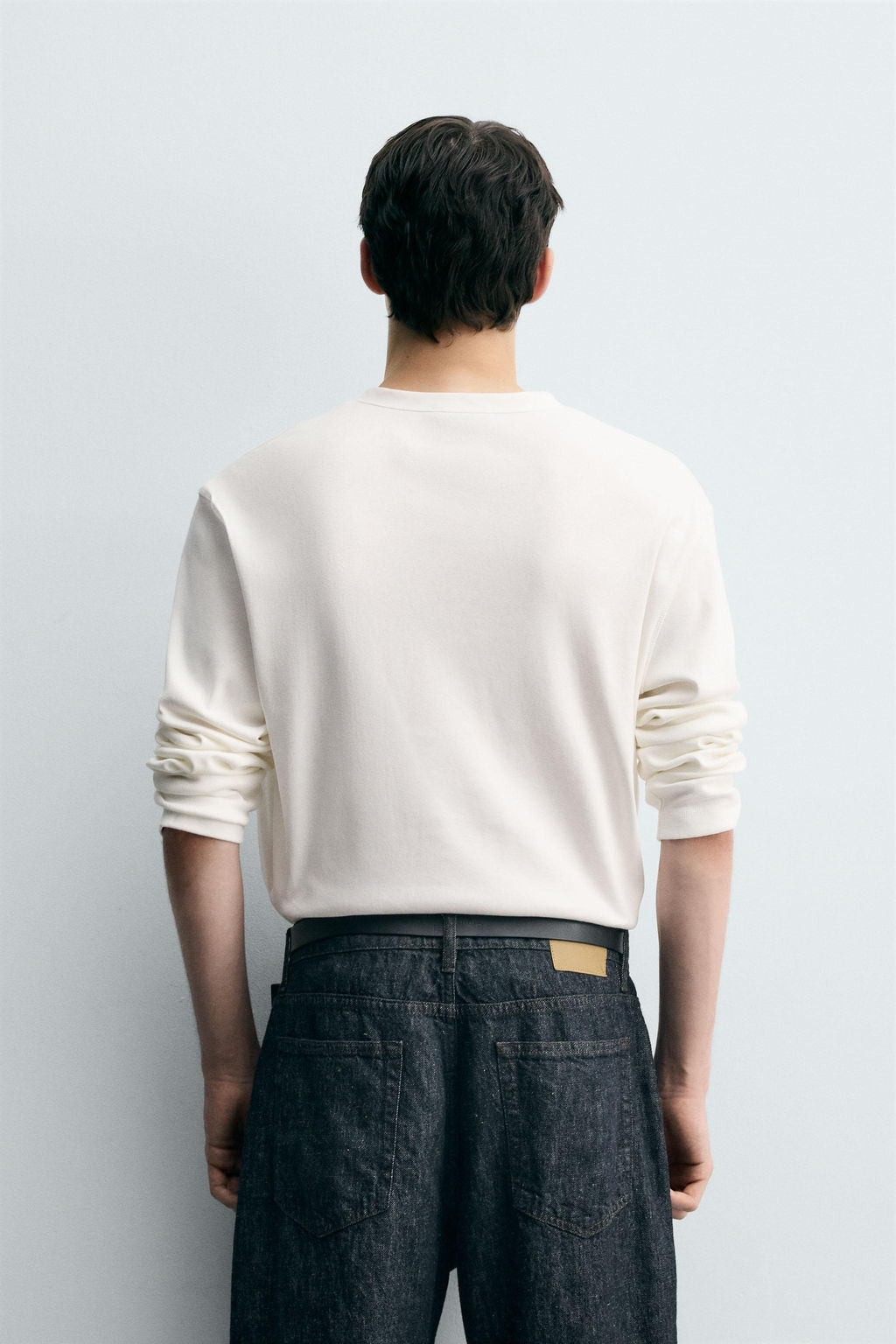 TEXTURED T-SHIRT WITH CONTRAST NECK - Zara фото 3