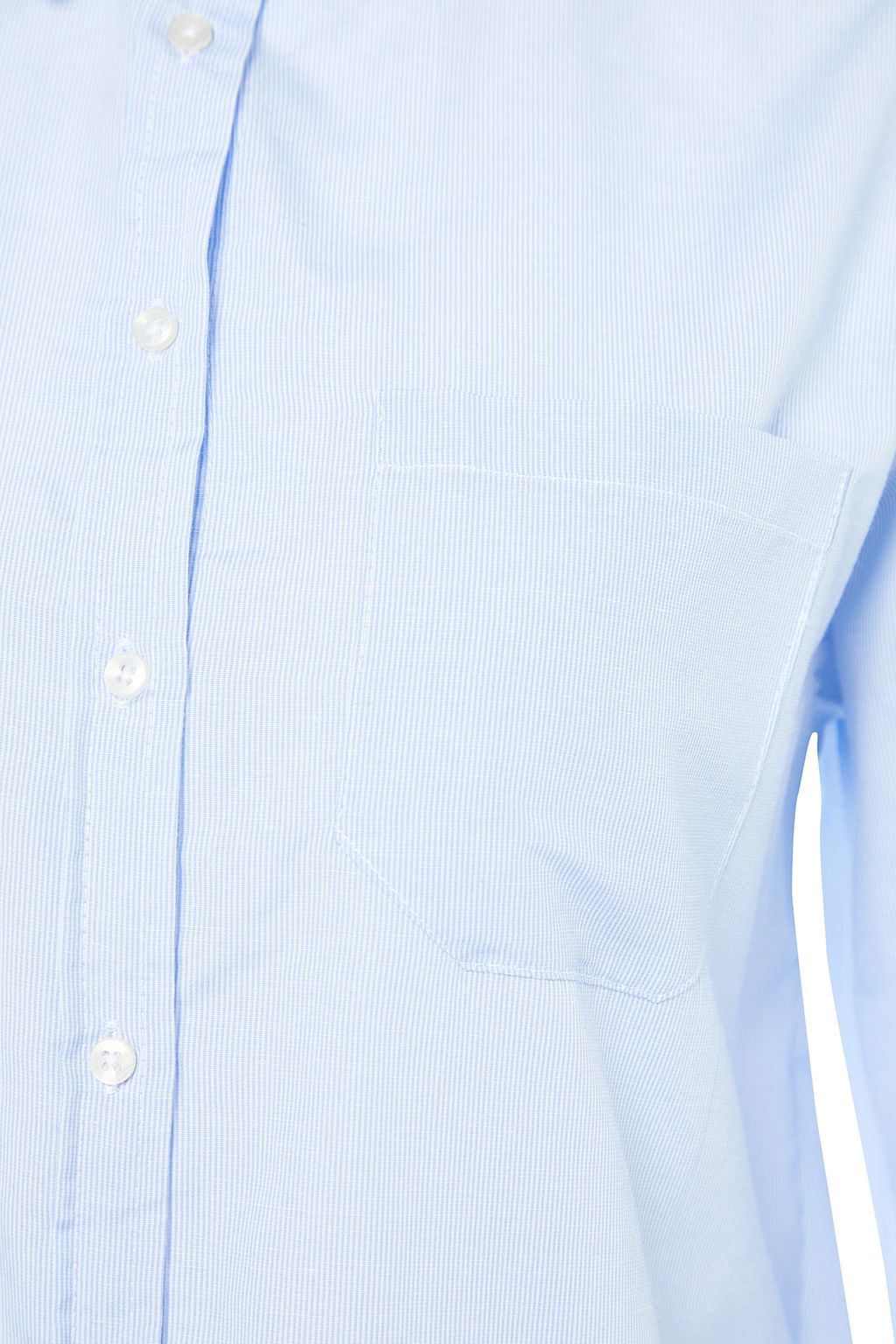 Ac?k Mavi Ince Cizgili Tek Cepli Boyfriend/Genis Kal?p Pamuklu Dokuma Gomlek TWOAW20GO0115