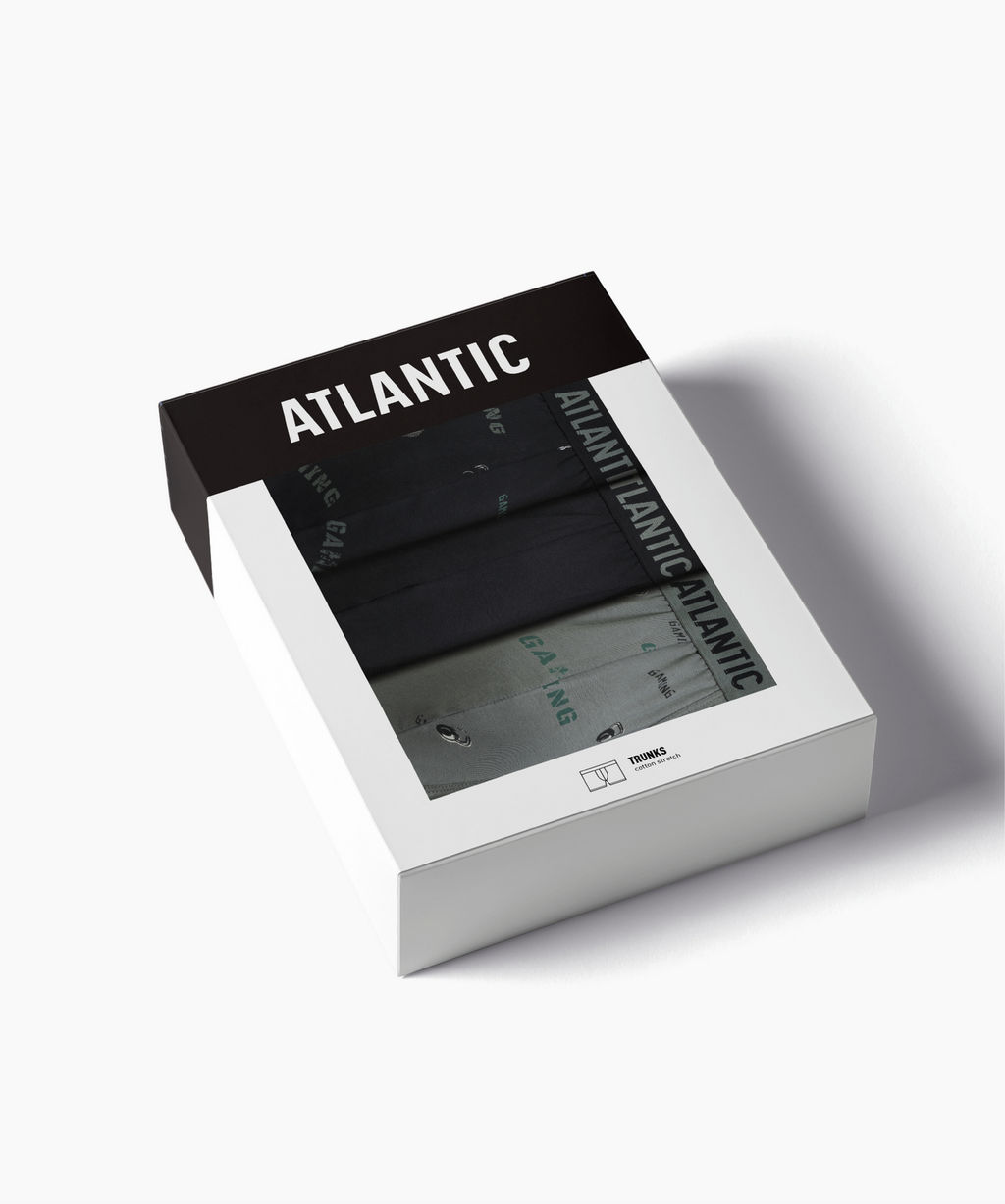 ATLANTIC 3MH-223 Трусы шорты Gym - набор 3 шт. черный + черный + светлый хаки  фото 7