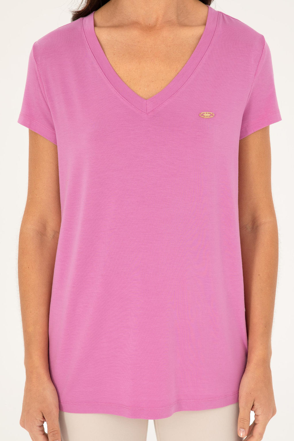 U. S. Polo Assn / Женская фиолетовая базовая футболка с v-образным вырезом - U.s. polo assn фото 13