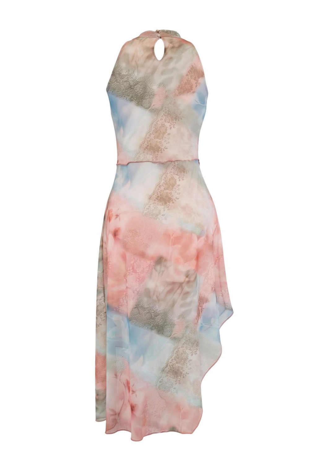 Limited Edition Cok Renkli Soyut Desen Skater Boyundan Baglamal? Tul Orme Elbise TWOSS26EL00408 - Trendyolmilla фото 2