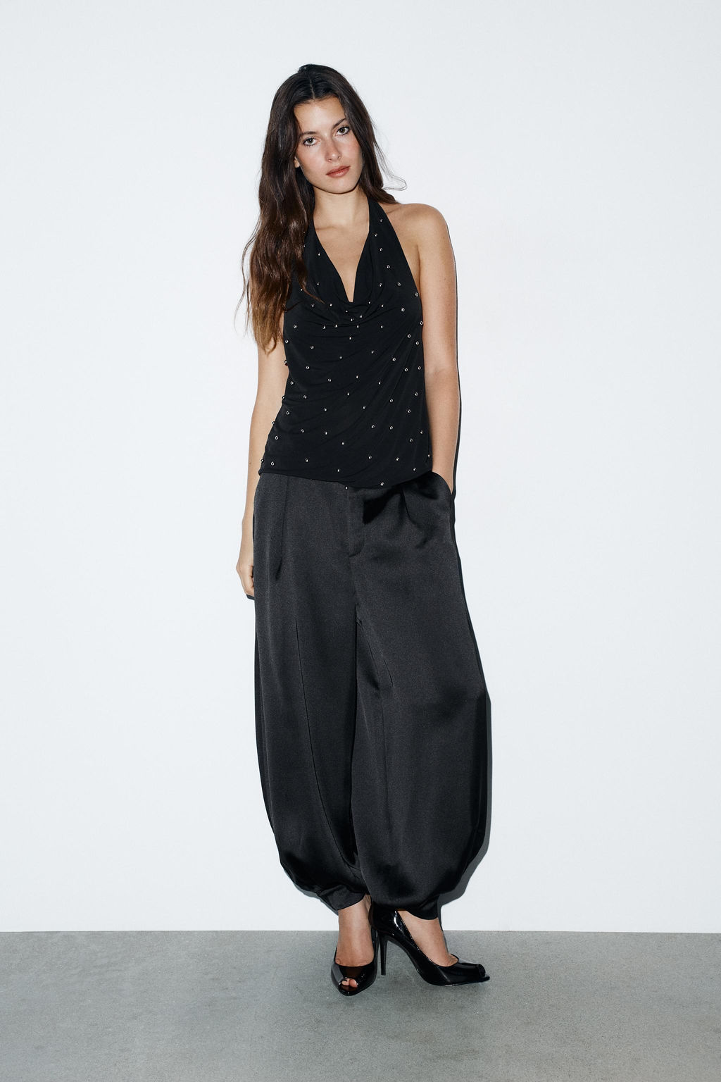 ASYMMETRIC HALTER TOP WITH RHINESTONES