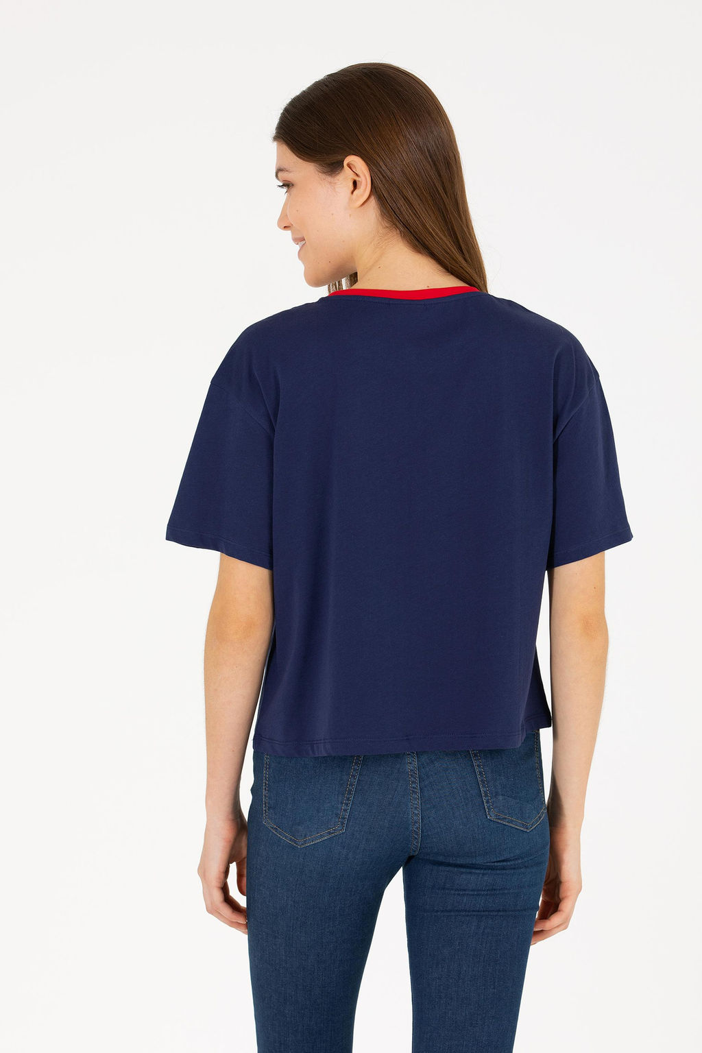 Kad_n Lacivert Bisiklet Yaka Ti__rt - U.s. polo assn фото 5