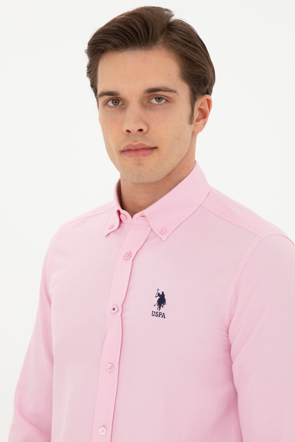 Мужская розовая базовая рубашка с длинным рукавом - U.s. polo assn фото 2