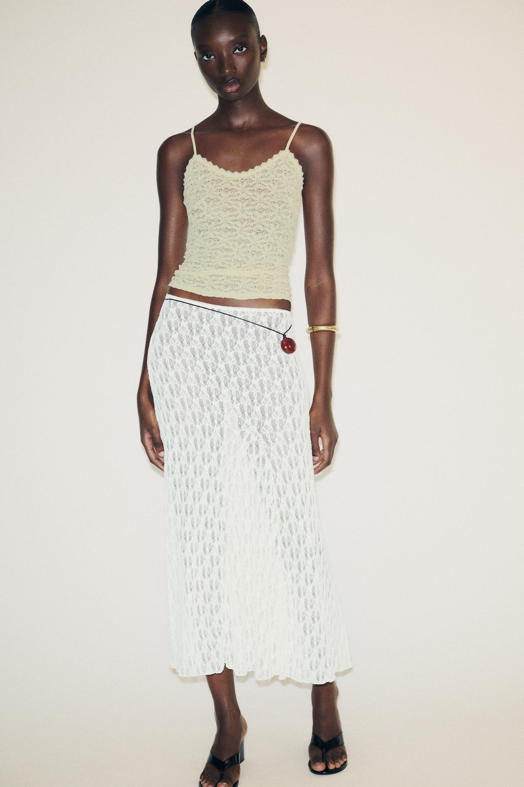 FLARED LACE MAXI SKIRT