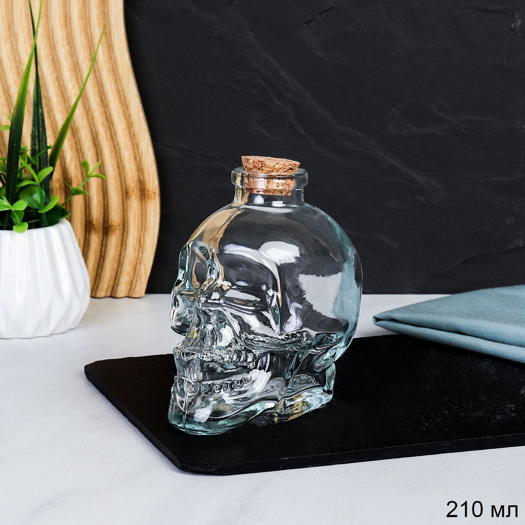 Графин-штоф Череп 210 мл / CH-180 /уп 60/ пробковая крышка