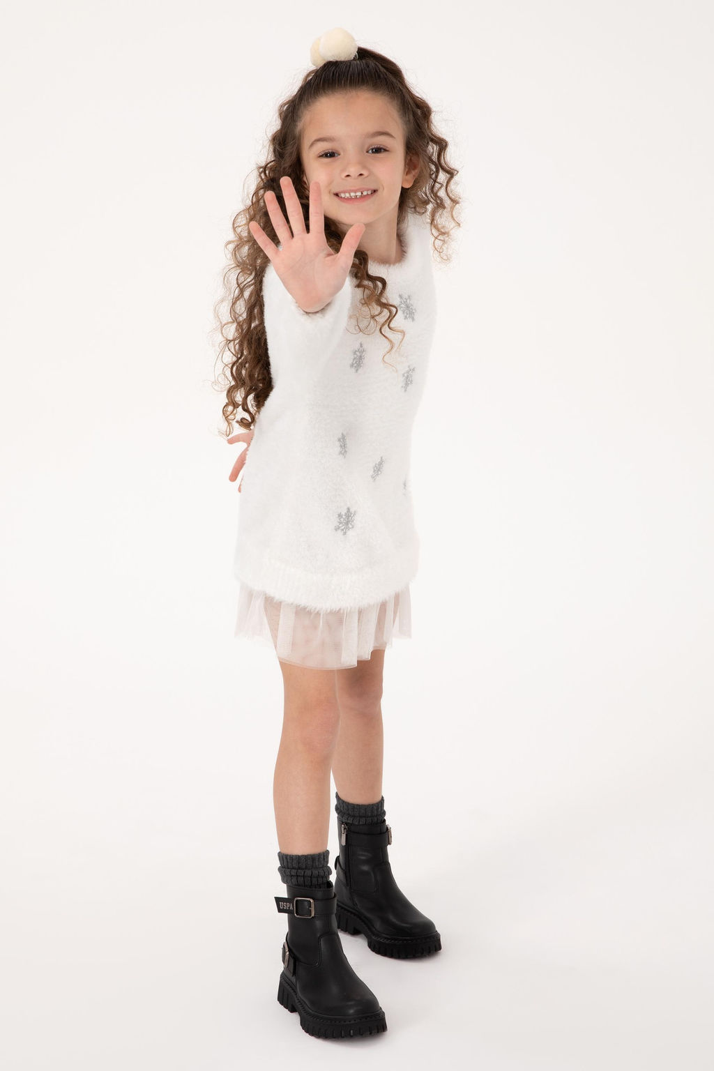 K_z _ocuk Krem Triko Elbise - U.s. polo assn фото 2