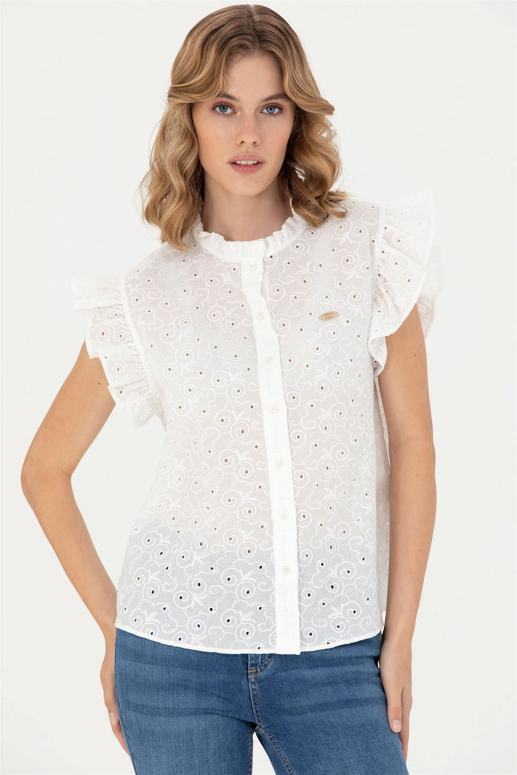 U. S. Polo Assn Женская белая рубашка с коротким рукавом - U.s. polo assn фото 3