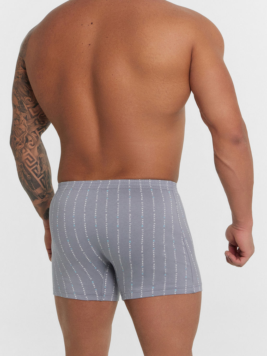 Цена за 2 штуки! Трусы шорты мужские серые в полоску текст полоска на сизом 411152 - Mark formelle фото 4