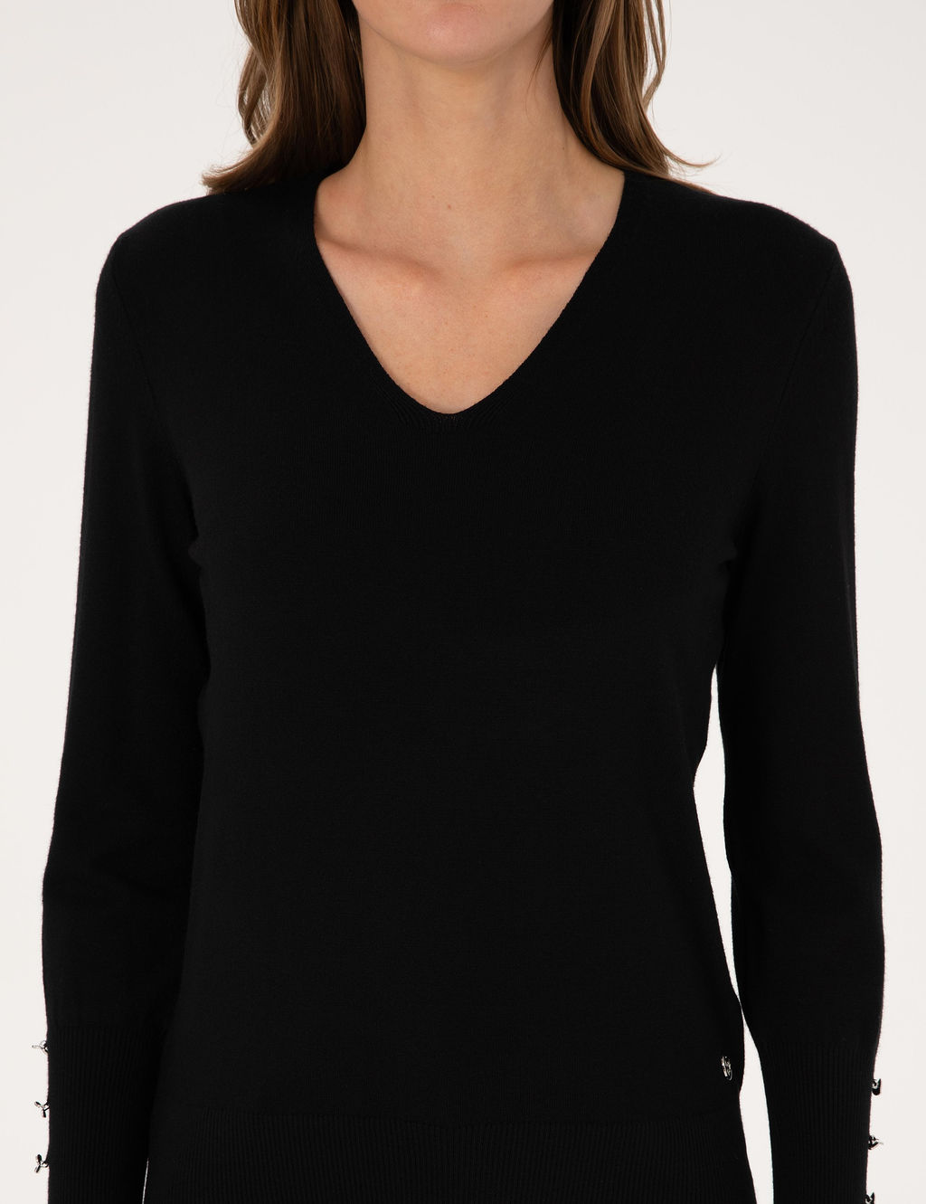 Siyah Slim Fit Basic Kazak