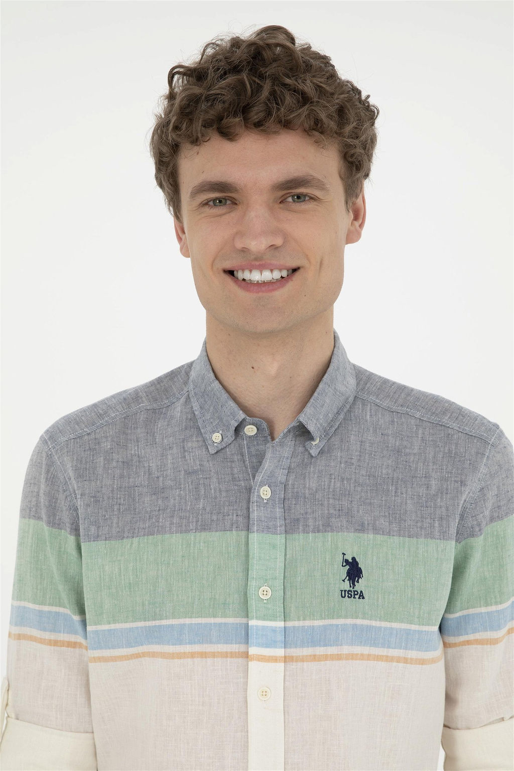 U. S. Polo Assn / Мужская зеленая рубашка с длинным рукавом - U.s. polo assn фото 2