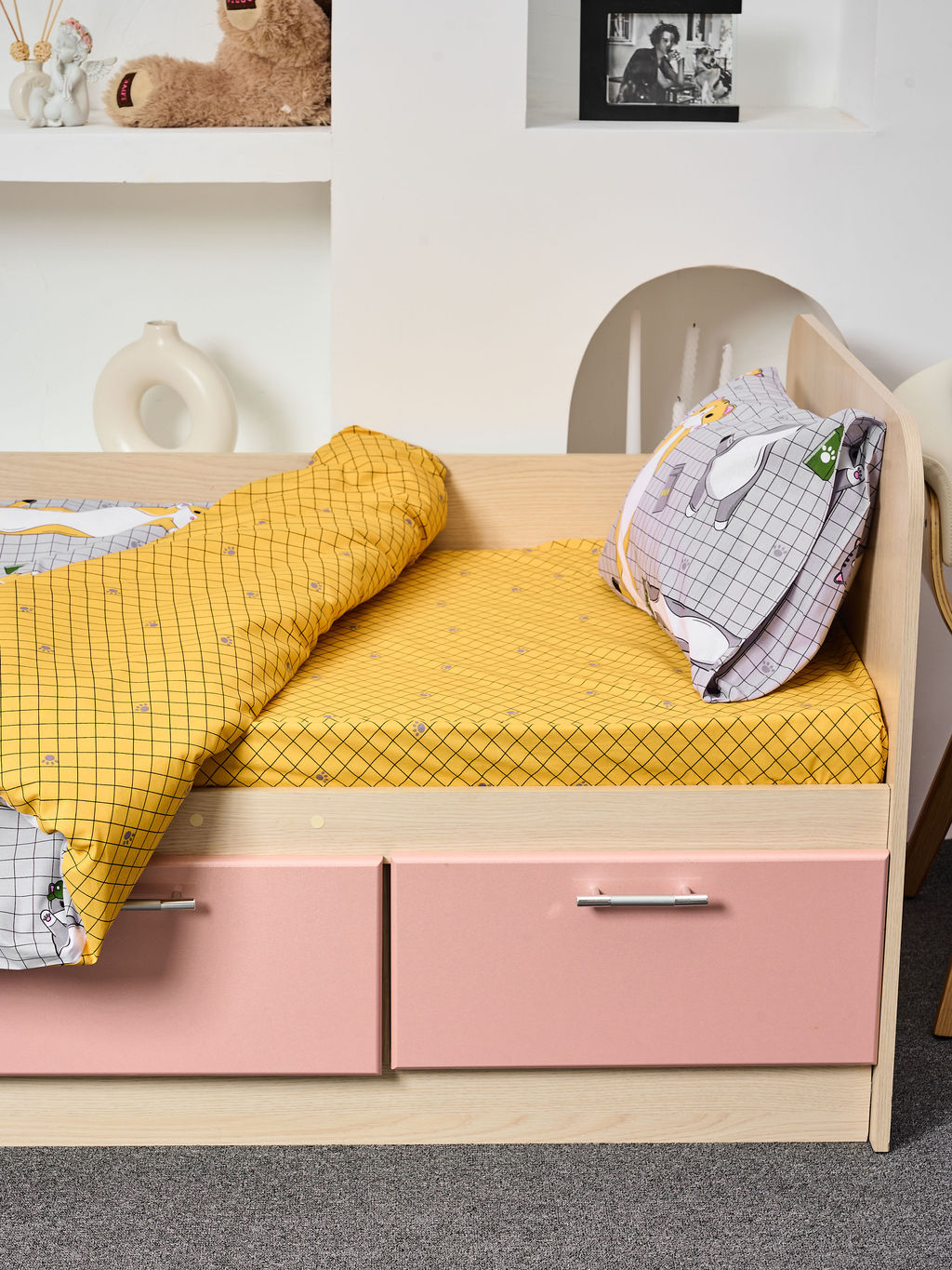 Постельное белье детское поплин с простыней на резинке - Кот-батон Детский