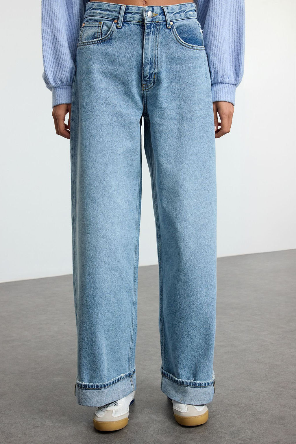 Koyu Mavi Katl? Paca Normal Bel Loose Baggy Jeans TWOSS25JE00001 - Trendyolmilla фото 6