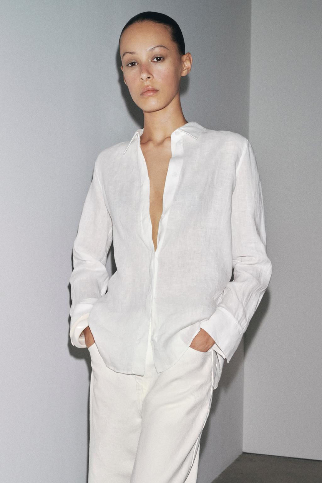ZW COLLECTION 100% LINEN SHIRT - Zara фото 3