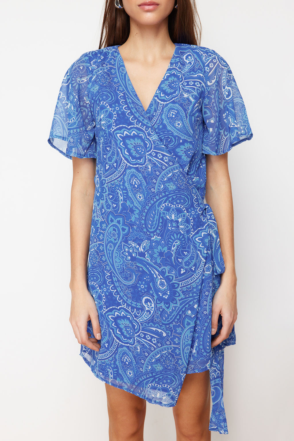 Saks Sal Desenli Anvelop Mini Dokuma Elbise TWOSS24EL00753 - Trendyolmilla фото 4