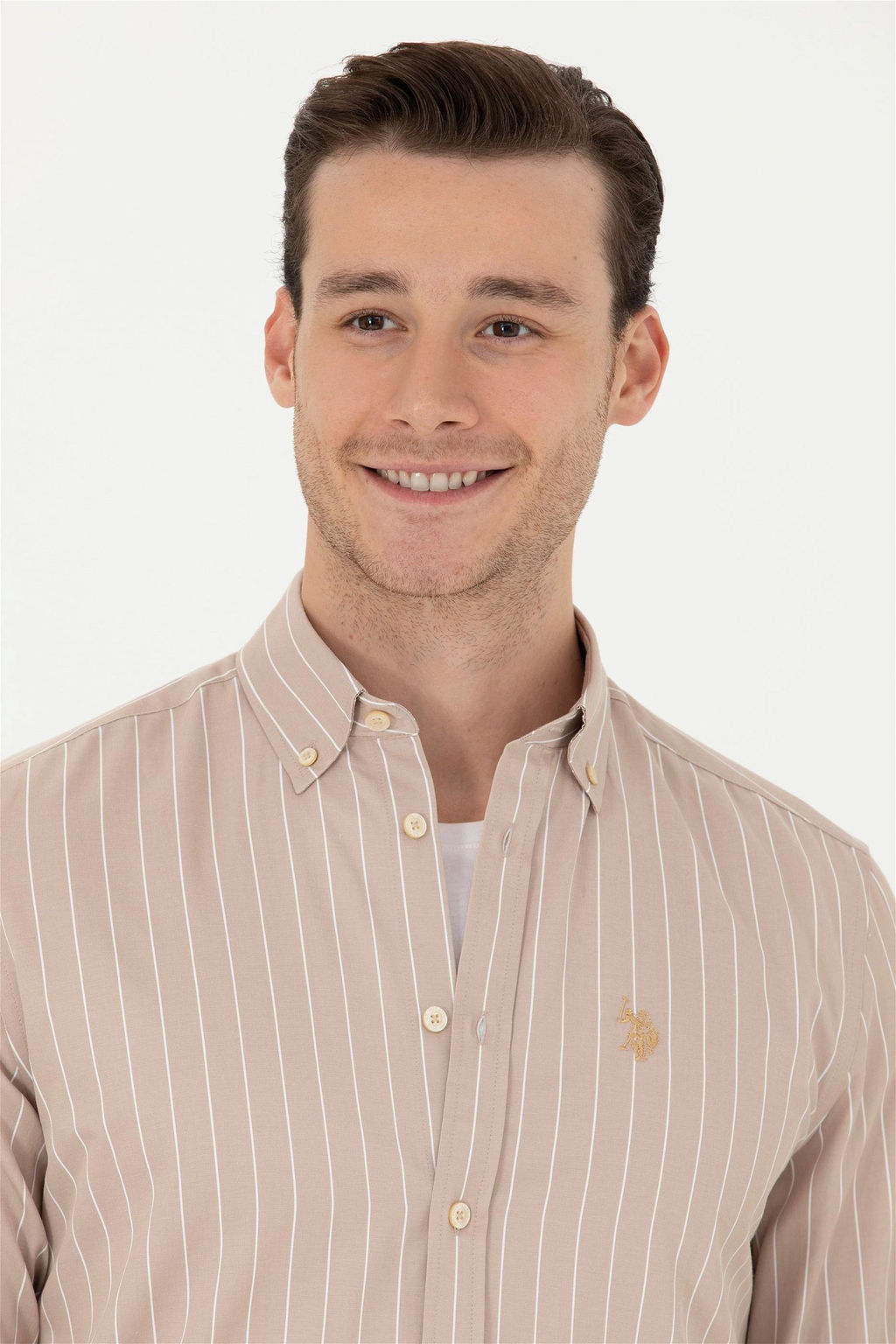 Мужская рубашка песочного цвета с длинным рукавом - U.s. polo assn фото 2