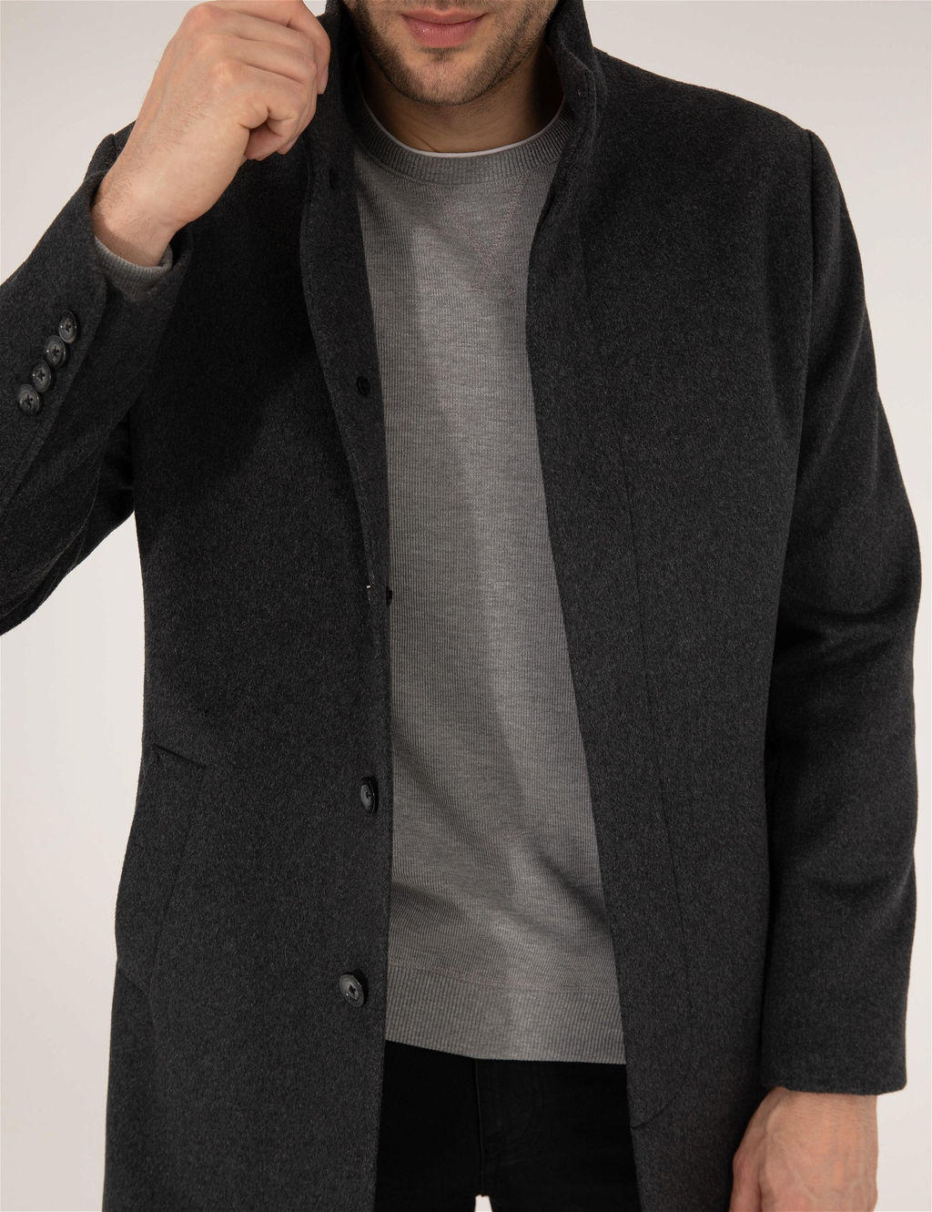 Antrasit Slim Fit Palto - Pierre cardin фото 6