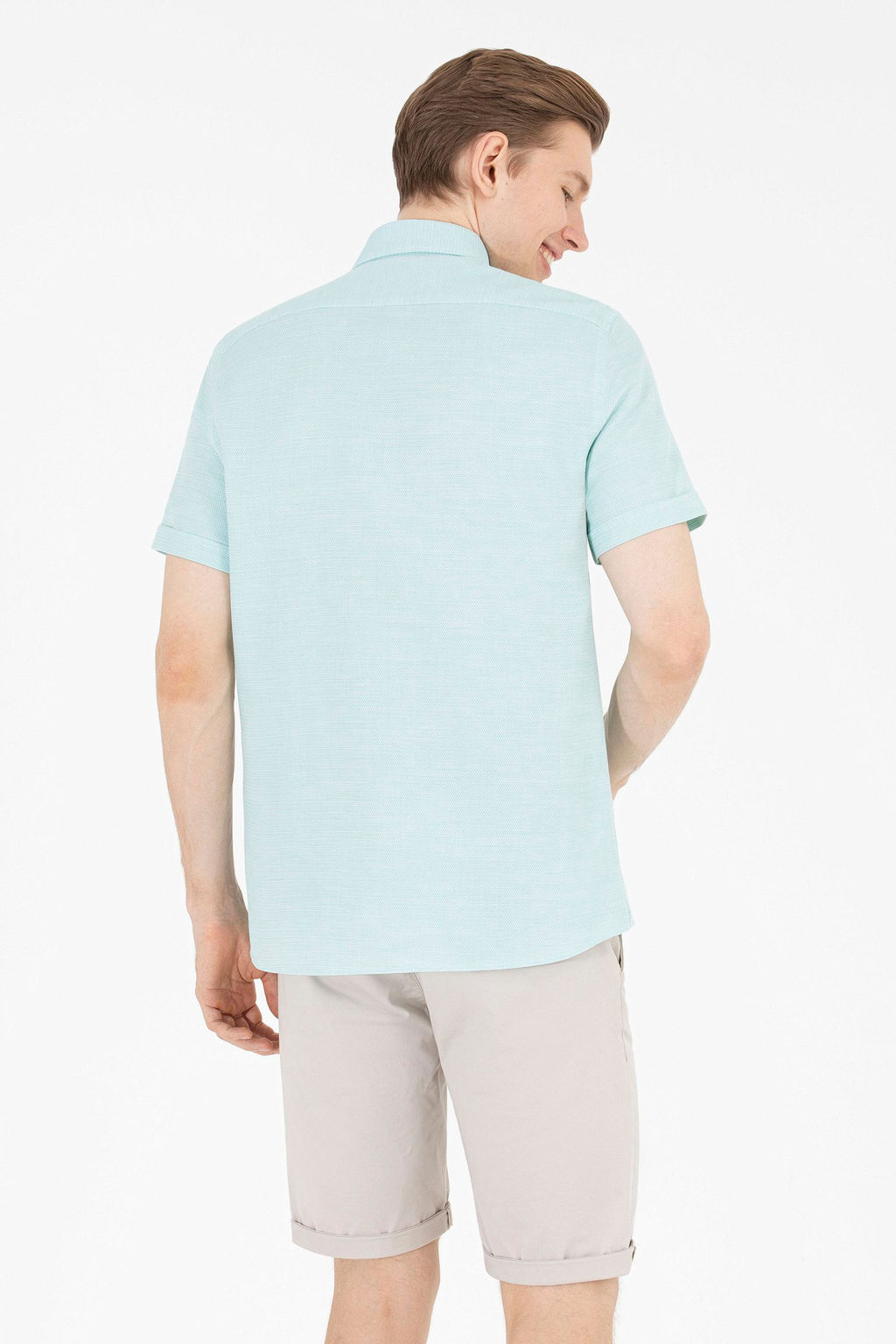 Мужская вода -зеленая рубашка с короткими рукавами в корзине - U.s. polo assn фото 5