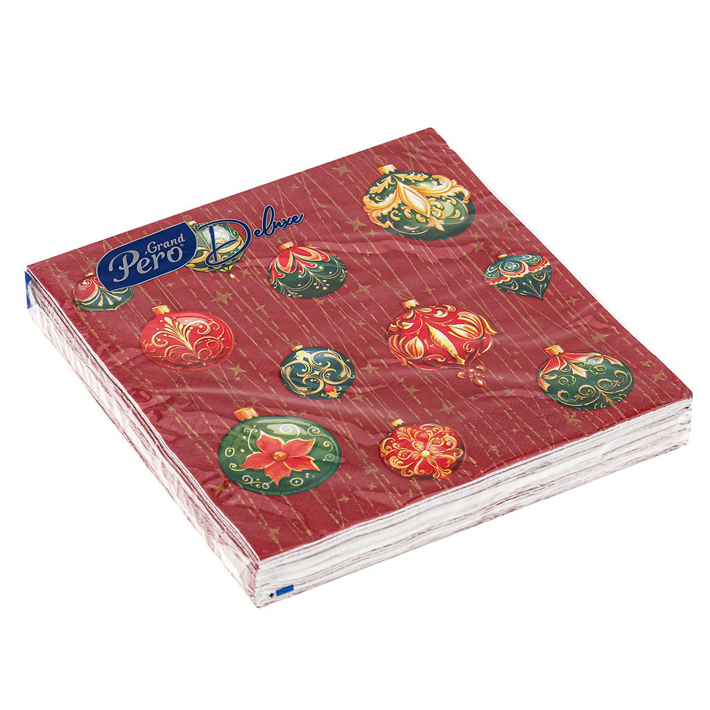 Салфетки бумажные 33х33см GrandPero Deluxe, 3-х слойные, 20 штук в упаковке, Волшебный занавес (Россия)