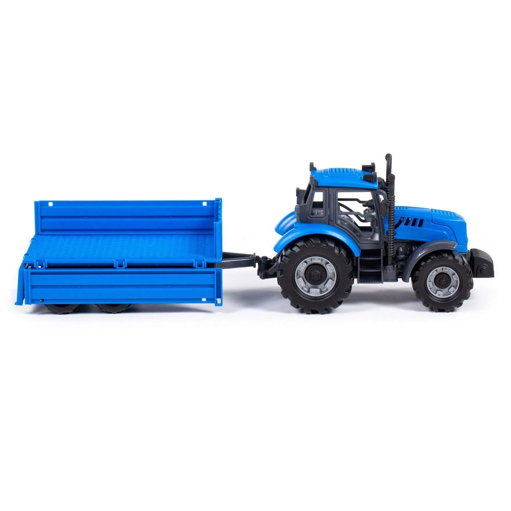 Трактор Прогресс с бортовым прицепом инерционный (синий) (в коробке) - Полесье фото 6
