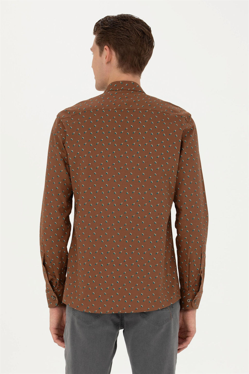 Мужская рубашка светло-хаки с длинным рукавом - U.s. polo assn фото 12