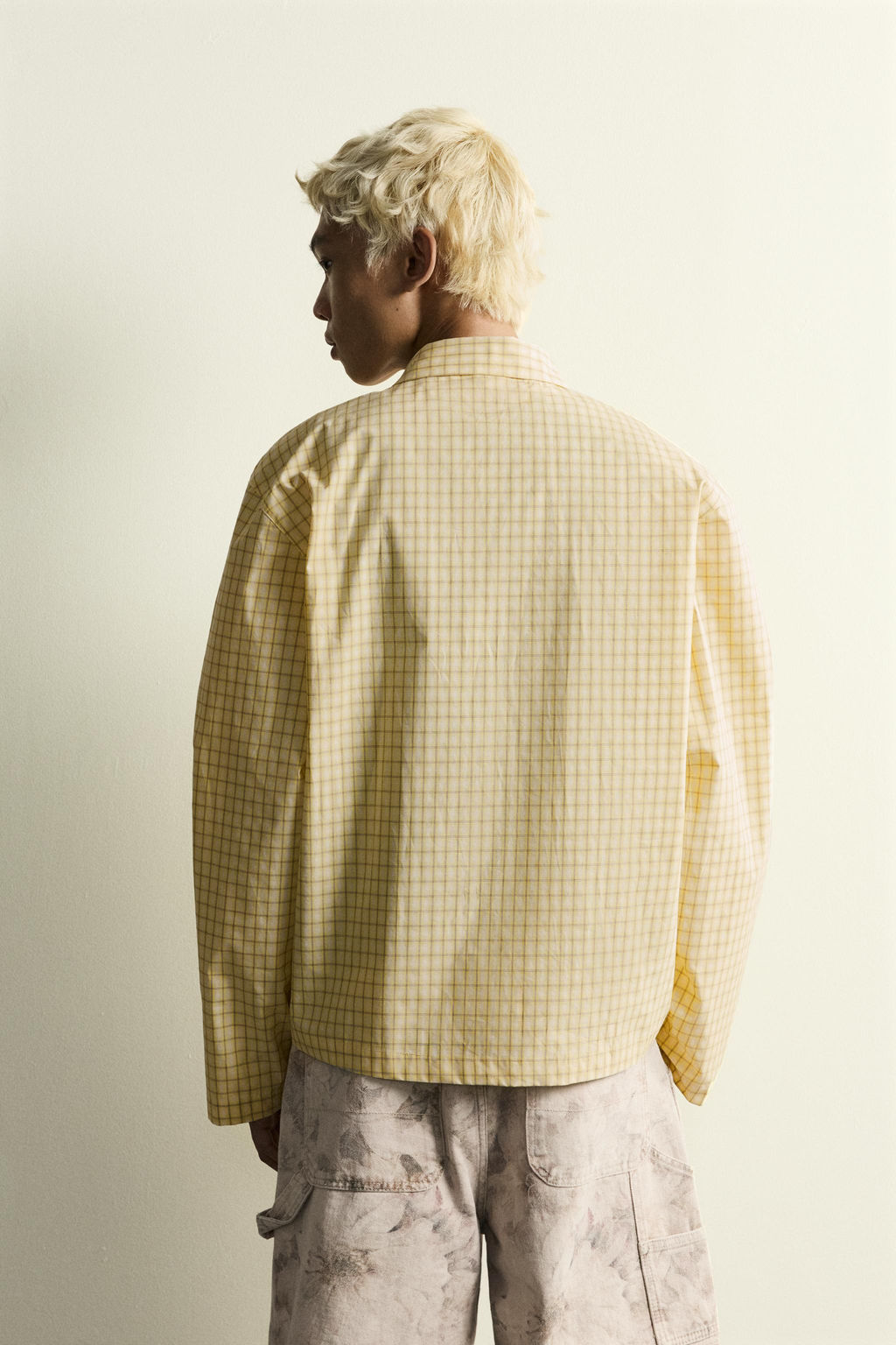 CAMISA RELAXED FIT CUADROS TEXTO ESTAMPADO / Amarillo - Zara фото 3