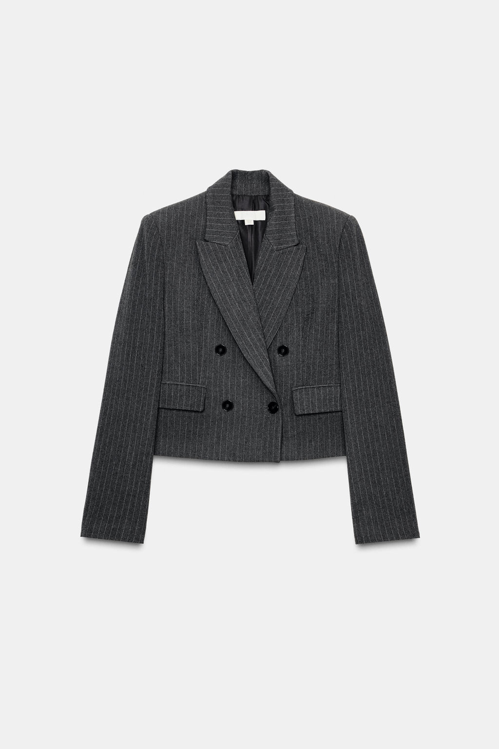 CROPPED DOUBLE-BREASTED PINSTRIPE BLAZER - Zara фото 7