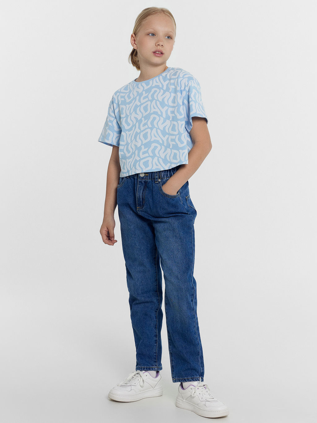 Футболка для девочек в голубом цвете с принтом - Mark formelle фото 3