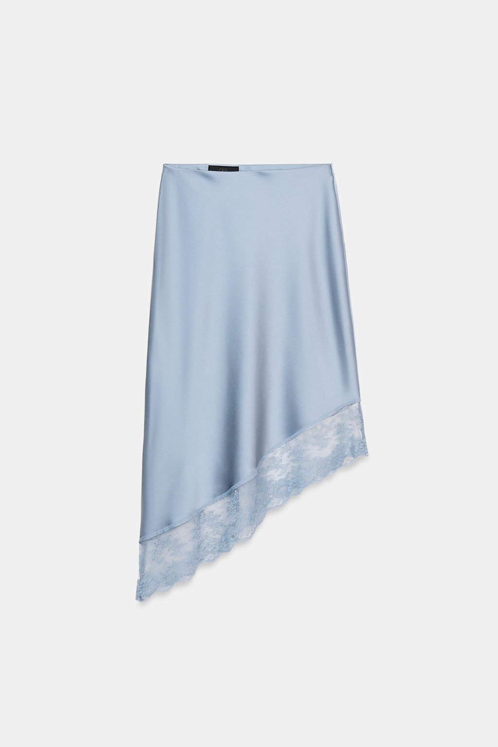 SATIN MIDI SKIRT WITH ASYMMETRIC LACE HEM - Zara фото 4