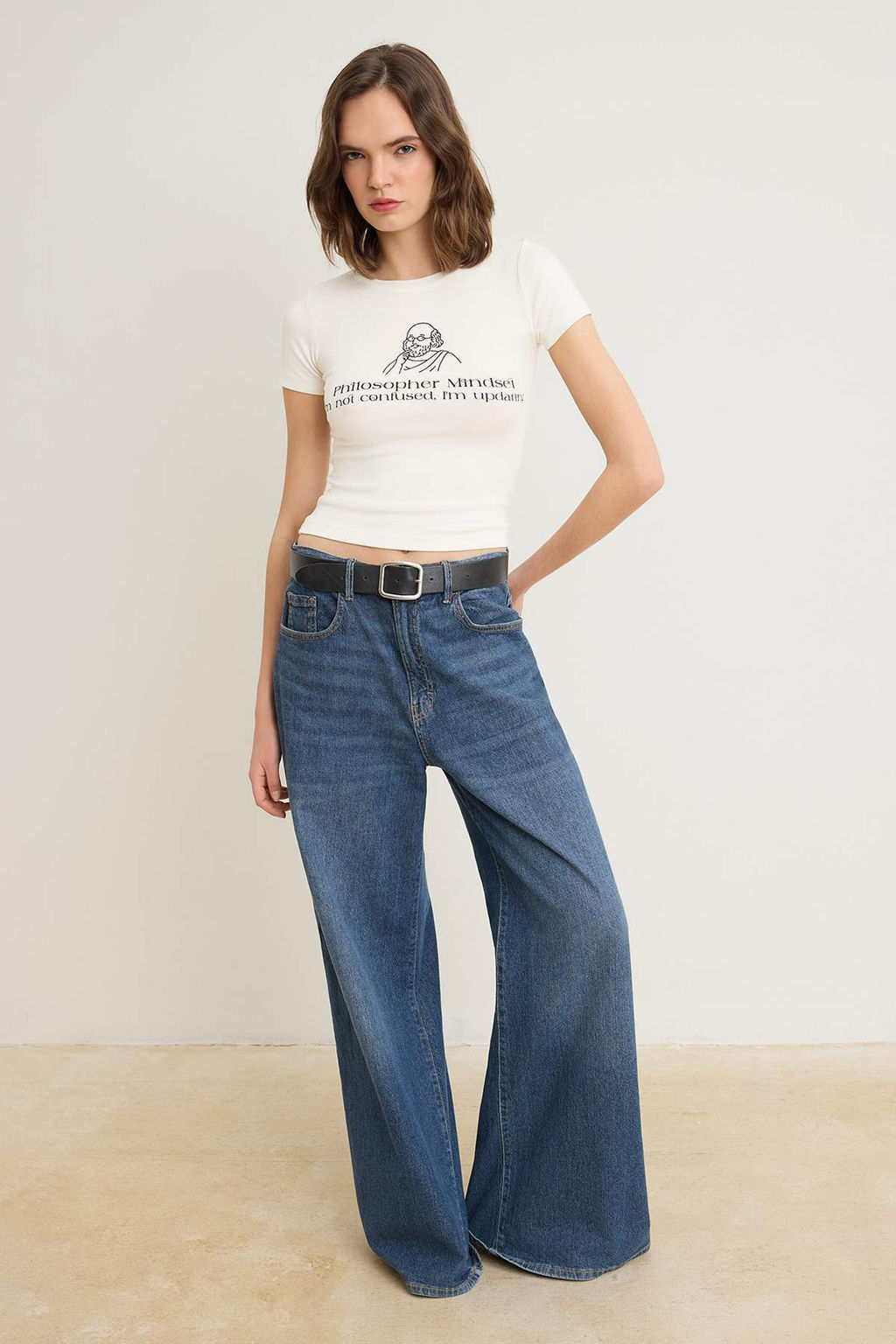 Ekru Slogan Fitted/Vucuda Oturan Pamuk Ribana Orme T-Shirt TWOSS26TS00071 - Trendyolmilla фото 16