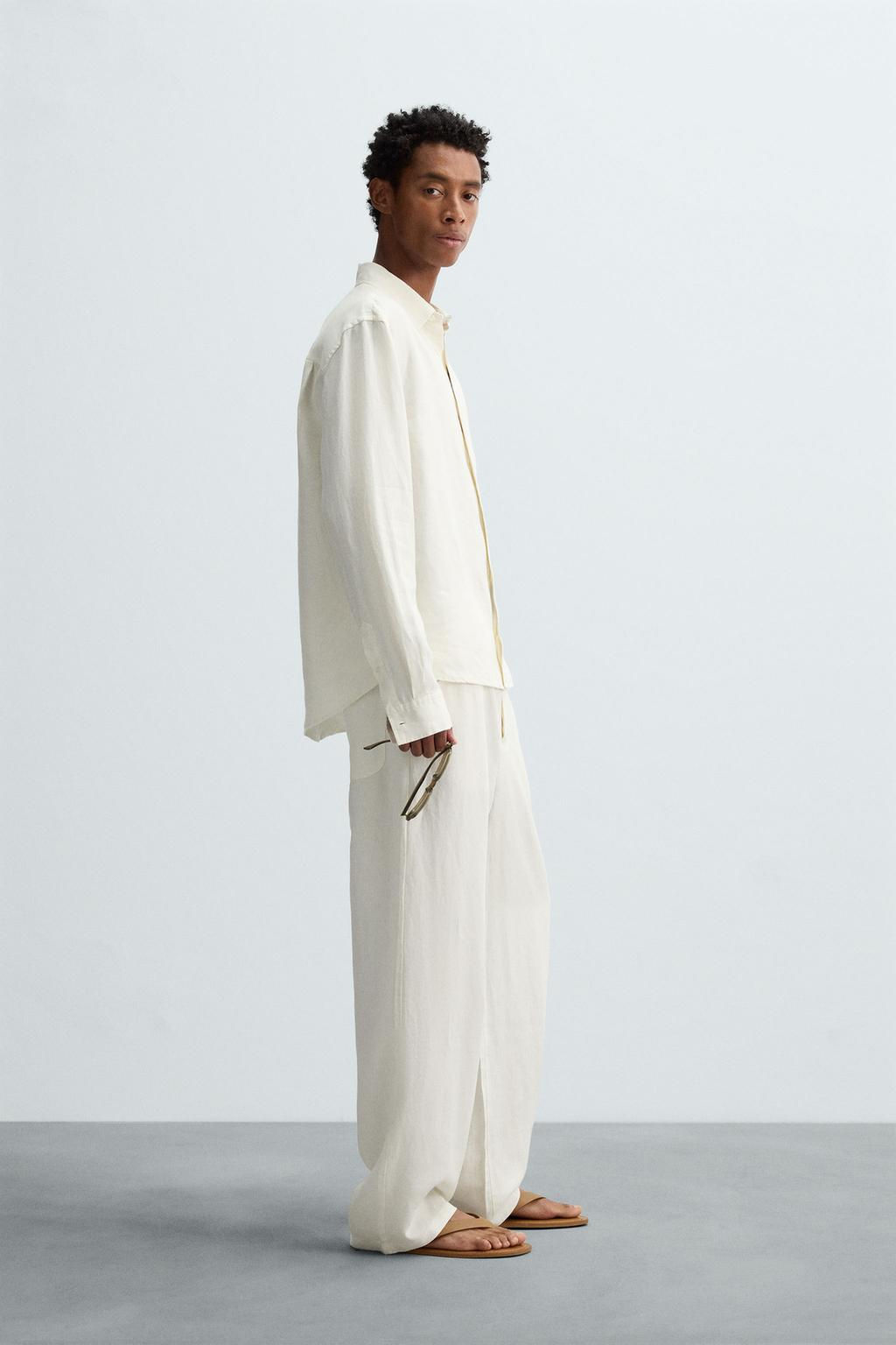 100% HEMP RELAXED FIT TROUSERS - Zara фото 4