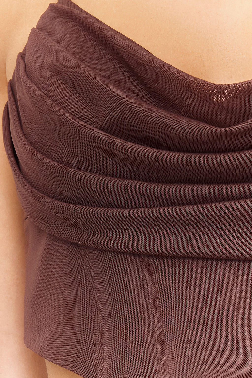 Trendyolmilla Kahverengi Korse Detayl? Orme Tul Bluz TPRSS24BZ00003