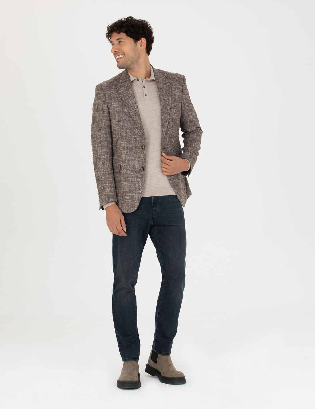 Kahverengi Slim Fit Y_n Kar___ml_ Ceket