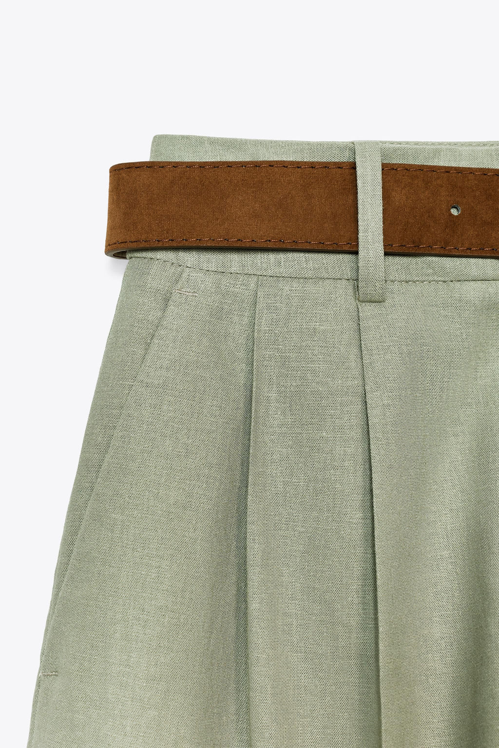 PLEATED BERMUDA SHORTS WITH LINEN BLEND AND BELT - Zara фото 6