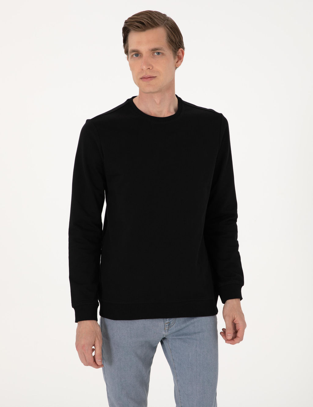 Siyah 2 _plik Regular Fit Bisiklet Yaka Basic Sweatshirt - Pierre cardin фото 3