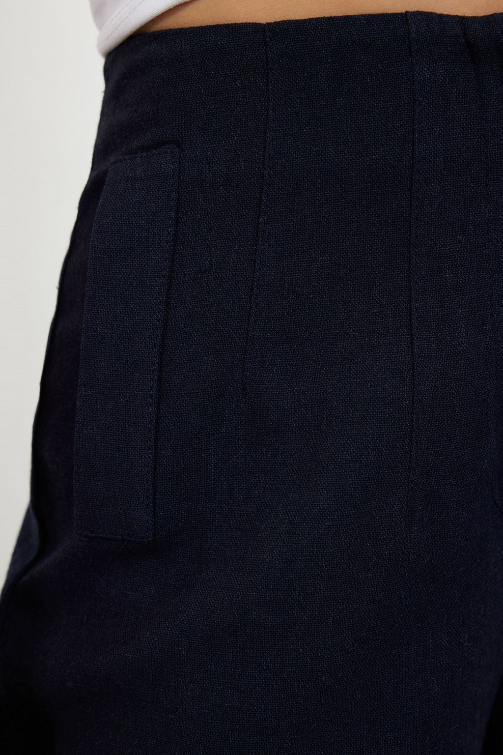 Lacivert Keten GorunumluWide Leg/Genis Paca Yuksek Bel Dokuma Pantolon TWOSS24PL00169 - Trendyolmilla фото 4