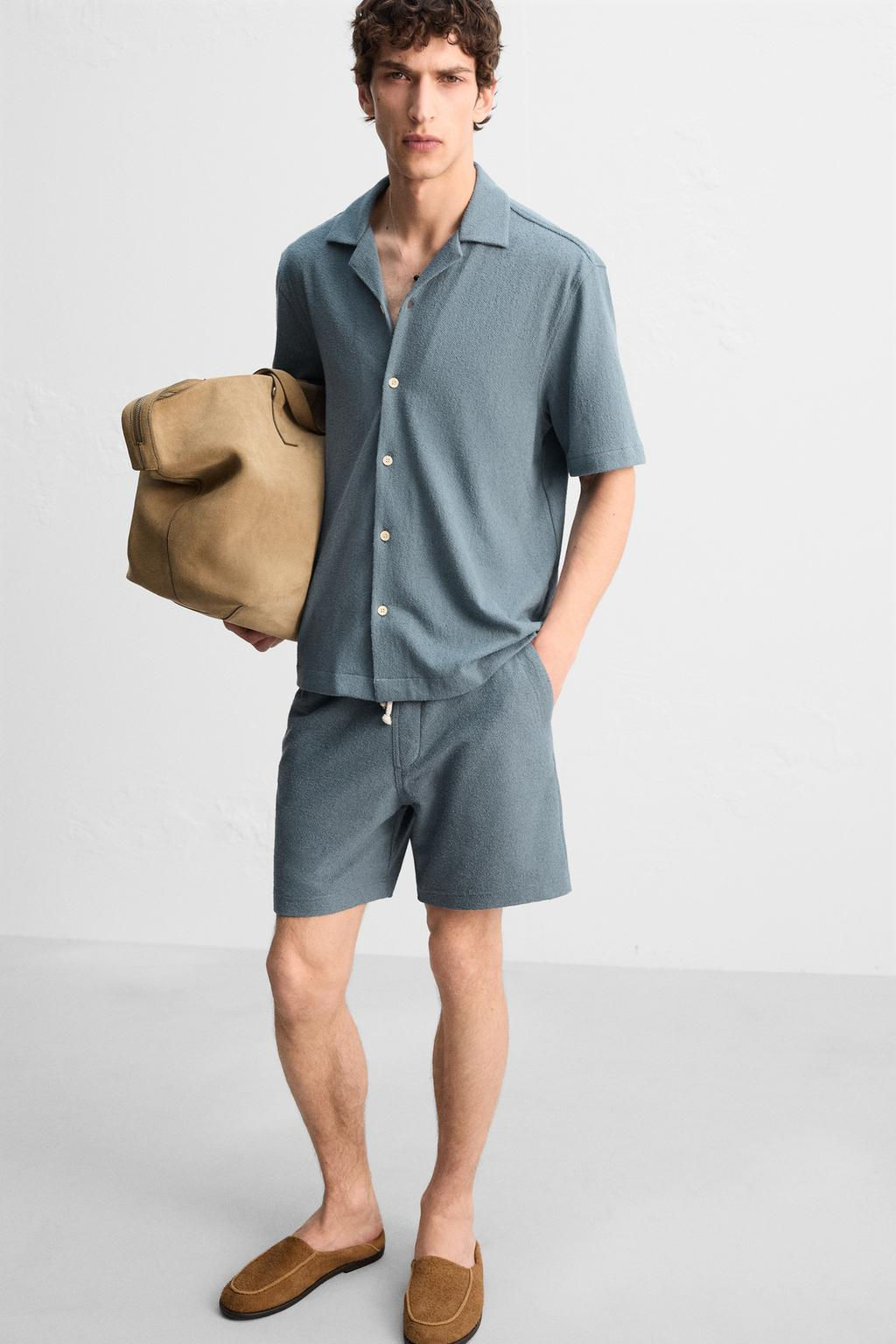 TEXTURED RELAXED FIT BERMUDA SHORTS - Zara фото 5