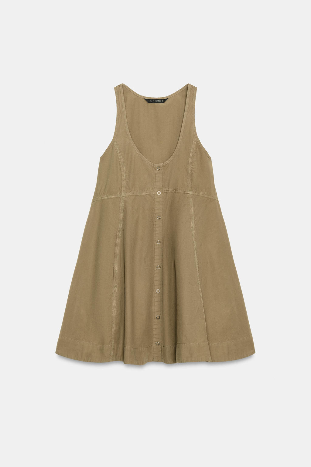 VESTIDO POPEL?N LAVADO / Khaki oscuro