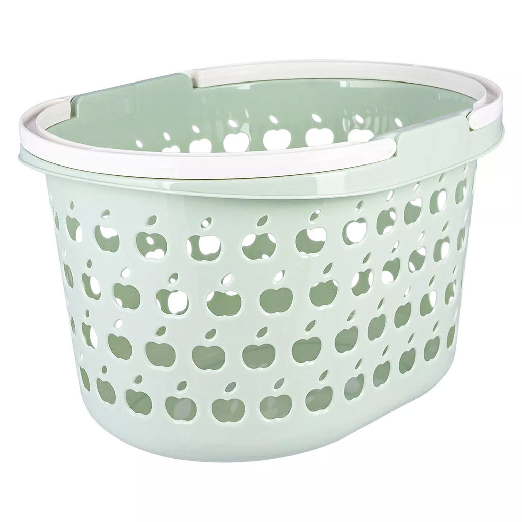Корзина пластмассовая Стайл 10,5л, 34,7х26,3х21см, овальная, с вентиляционными отверстиями, 2 складные ручки (Россия) - Домашняя Мода фото 2
