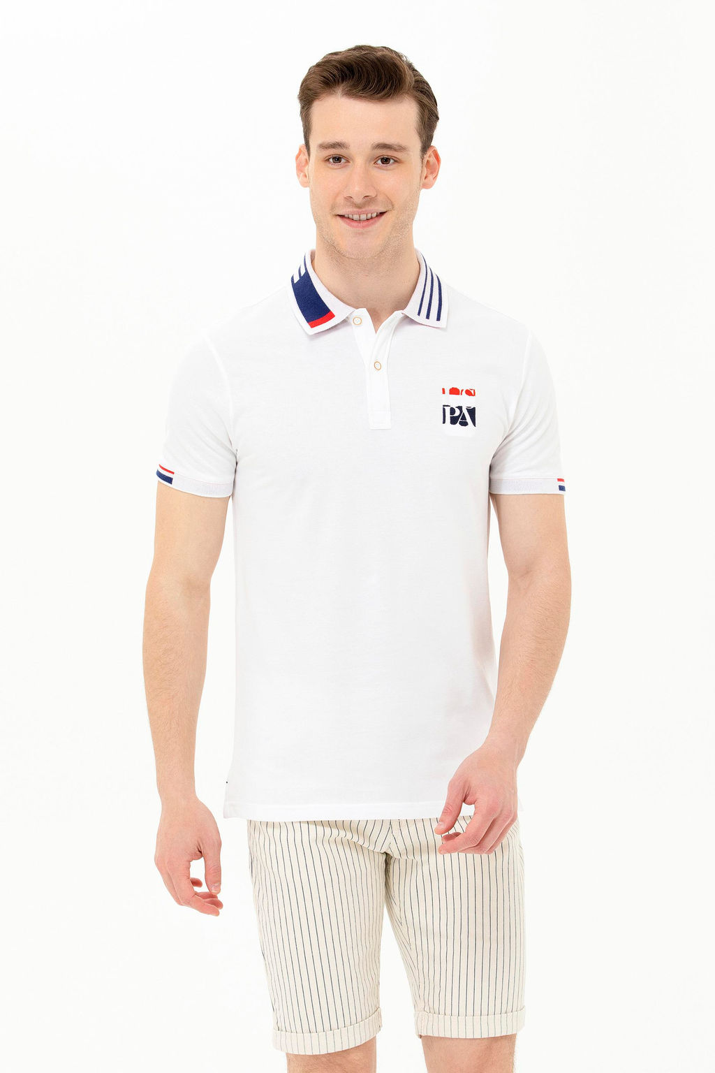 Мужская белая футболка с воротником поло - U.s. polo assn фото 16